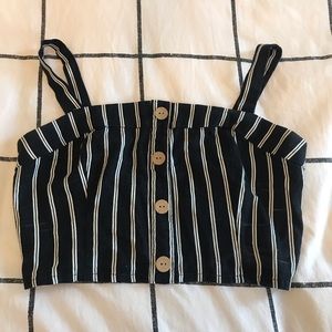 Navy blue and white cropped top from Garage